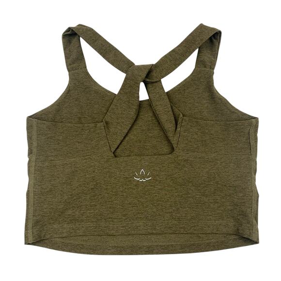 Beyond Yoga x Barre 3 Twist Through Cropped Tank Top Built In Bra Green Womens M - Picture 4 of 5